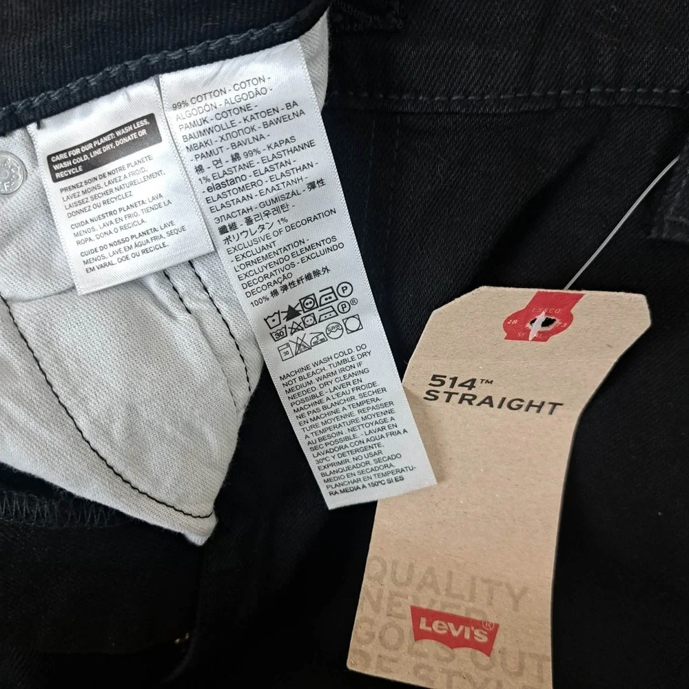Levis 514 Straight Fit Jeans Stretch Jeans Black Size‎ 42X32 NEW